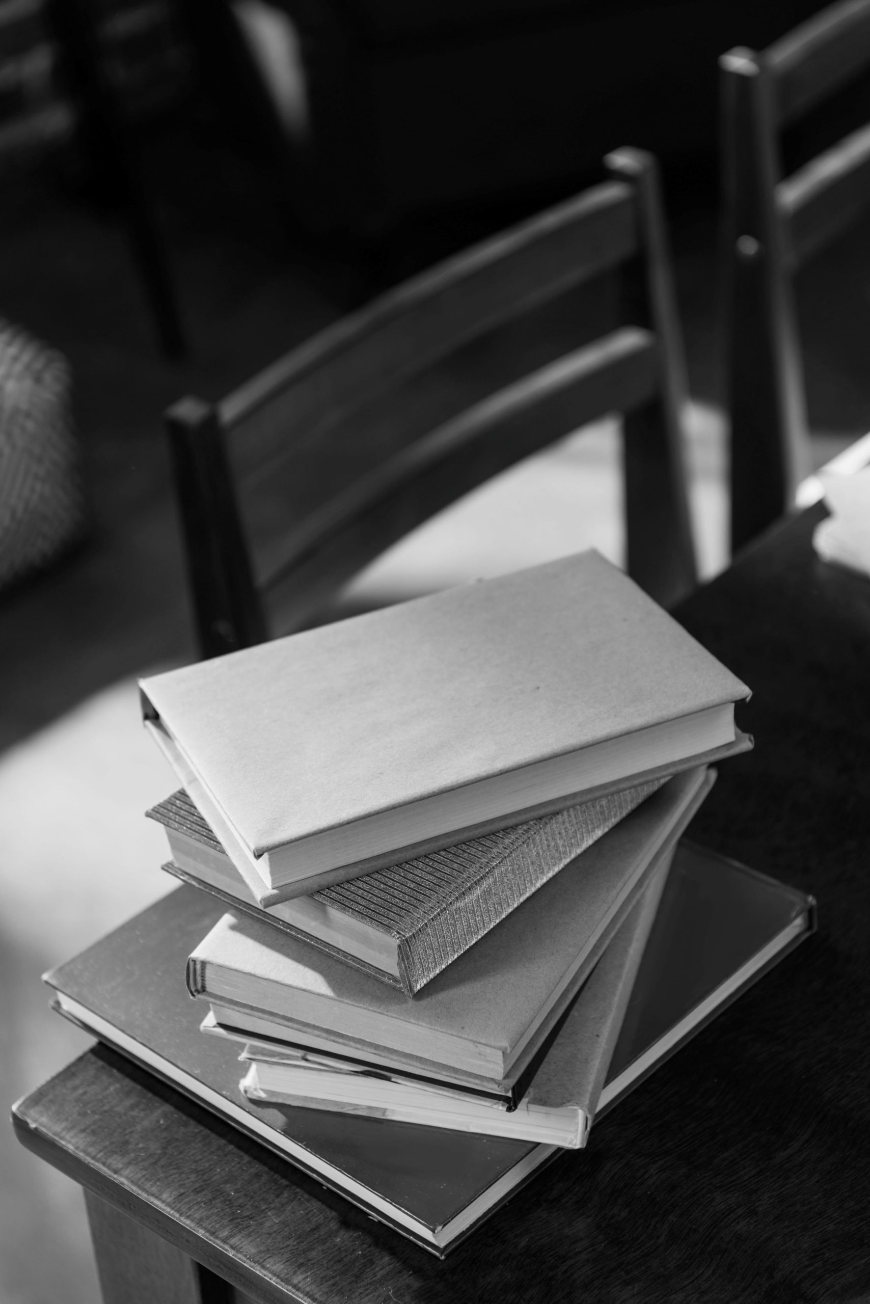 books on table for services page